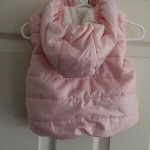 First Impressions Light Pink Puff Vest With Hood And Zipper Front